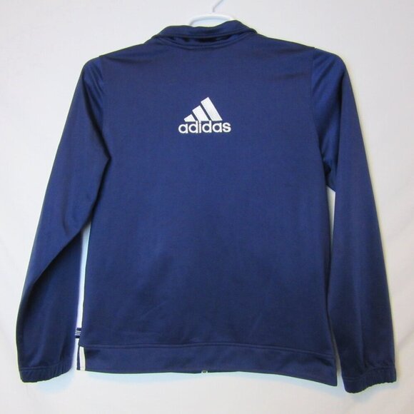 Adidas Track Jacket Medium Navy Blue Embroidered Logo Y2K Zip Up - Picture 6 of 7